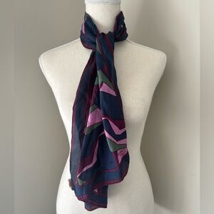 Monique Martin 100% Silk Scarf 1970s Mod Geometric Pop Art